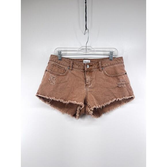 RVCA Hello Mellow Brown Cutoff Denim Jean Shorts Frayed Edge Women’s Size 29 - Picture 3 of 12